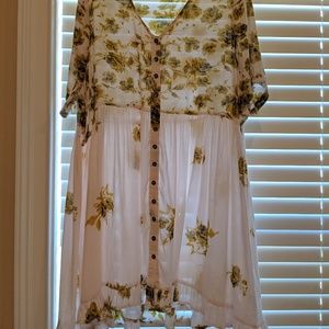 Free People Baby Doll Floral Print Dress small